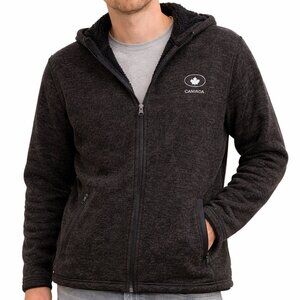 ATC Canada Activewear Sherpa-Lined Zip Hoodie | Size L | Charcoal Gray Cozy